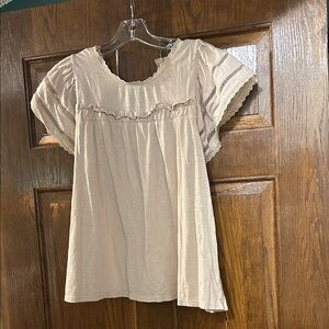 Cupio Cream Blouse with Lace Accents